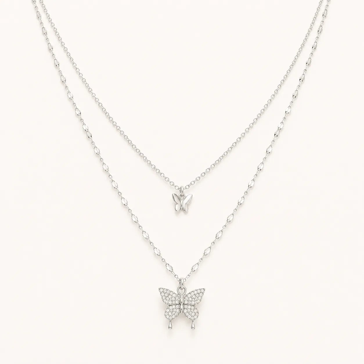 Twin Butterfly Layered Necklace