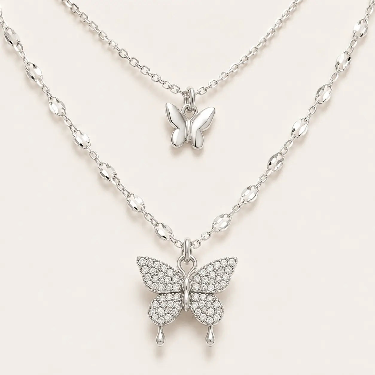 Twin Butterfly Layered Necklace