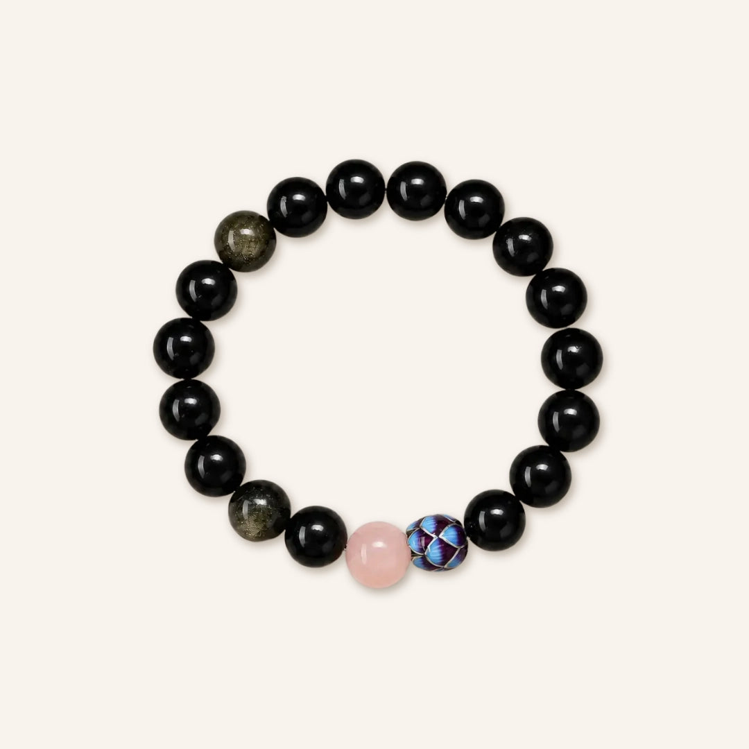 Golden obsidian lotus bracelet by TheFuMaster