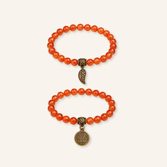 Deep Roots Red Agate Tree of Life Bracelet Set