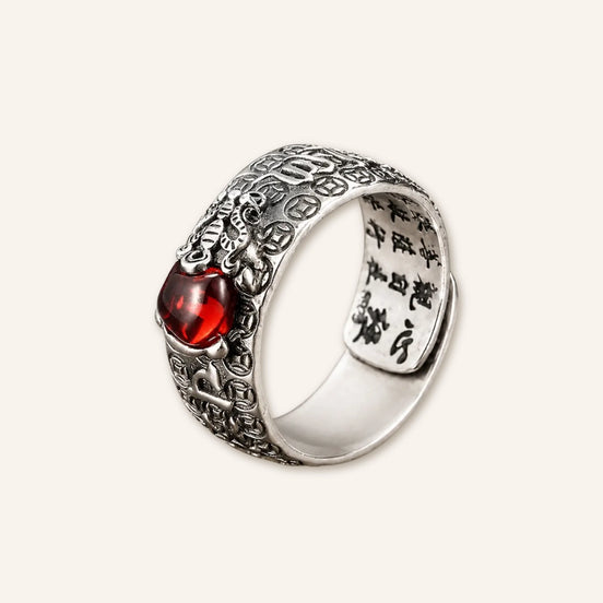 Pixiu Symbol Wide Band Ring with pixiu
