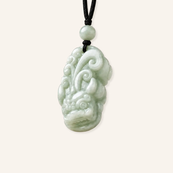 White Jade Pixiu Pendant with white jade and pixiu
