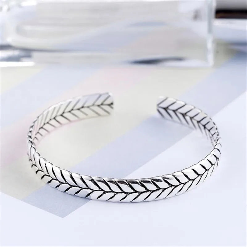 Eternal Cycle 925 Sterling Silver Serpent Bangle