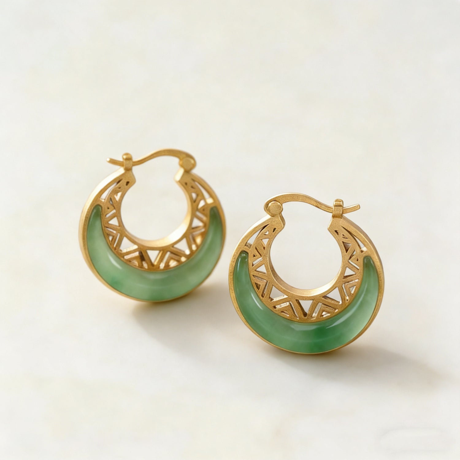 Crescent Moon Jade Drop Earrings