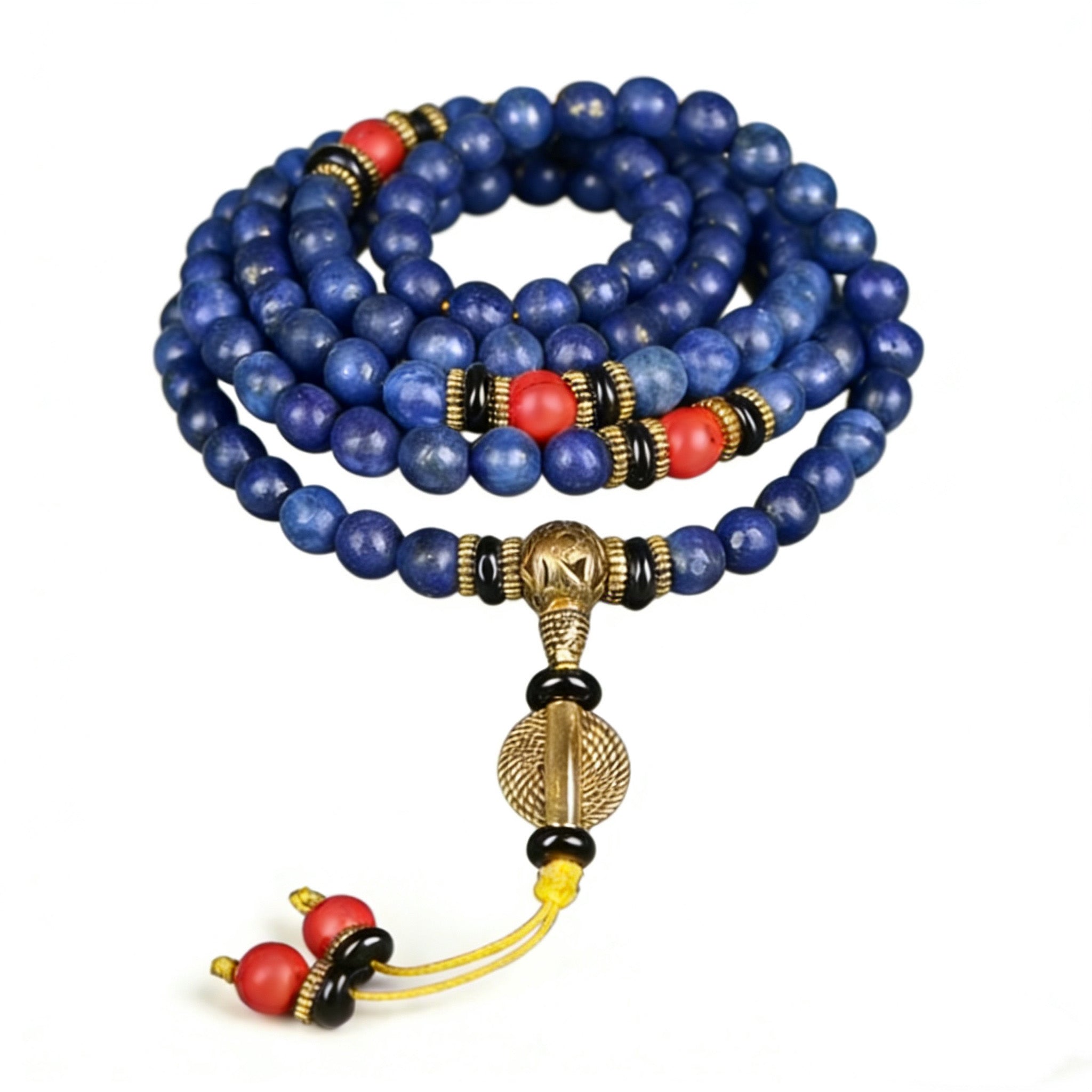 Lazurite clarity mala necklace bracelet with red turquoise beads – TheFuMaster