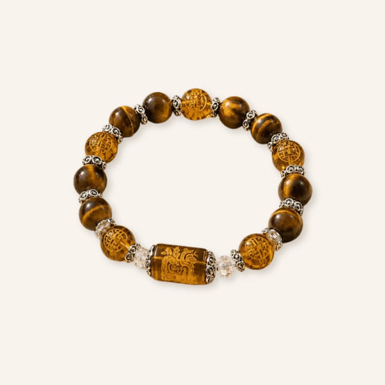 Tiger Eye Fortune Symbol Bracelet with tiger eye