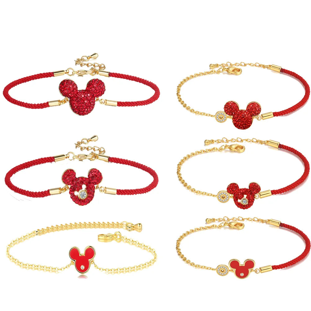 The Playful Circuit Mickey Silhouette Red Rope Vitality Bracelet