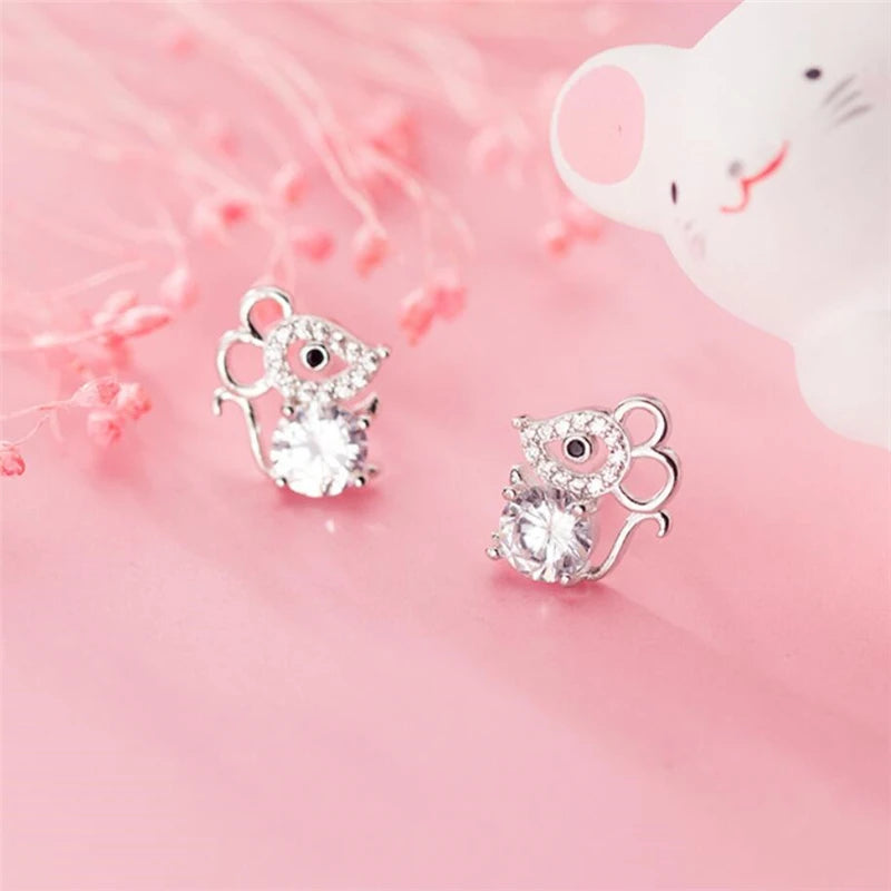 The Agile Spark Rat Zodiac 925 Sterling Silver Stud Earrings