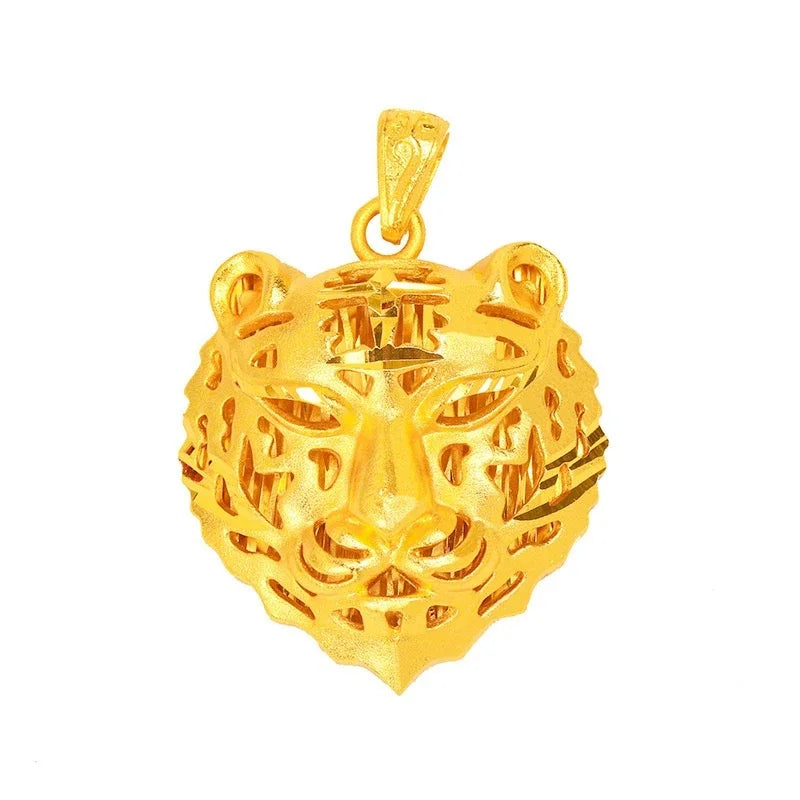 The Gilded Roar Sand Gold Plated Zodiac Tiger Head Energy Pendant