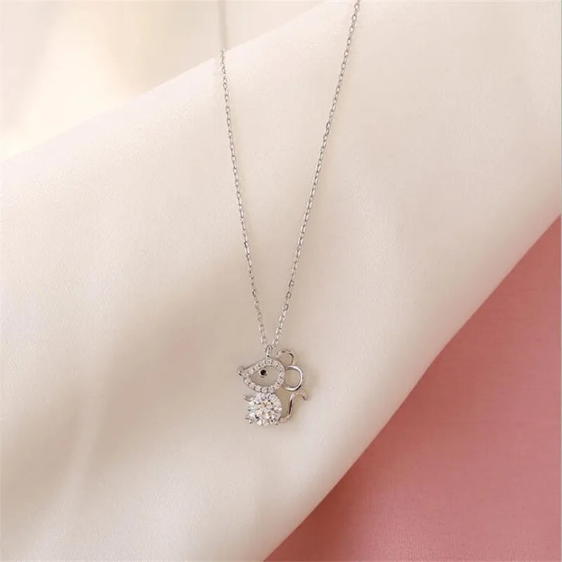 The Radiant Pulse Mickey Silhouette 925 Sterling Silver Pendant Necklace