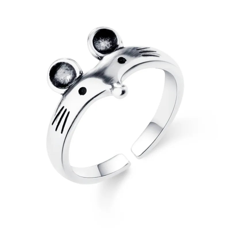 The Playful Orbit Mickey Silhouette Pave-Set 925 Sterling Silver Ring