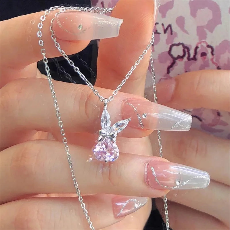 Sweet Radiant Rabbit Crystal Necklace
