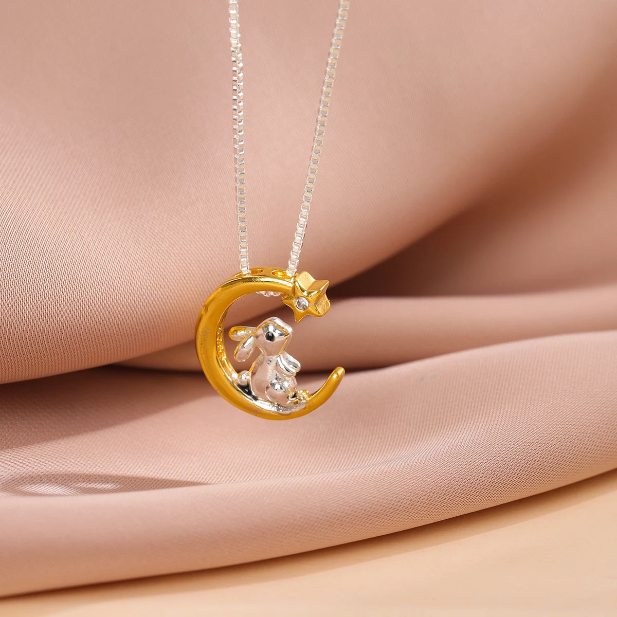 Celestial Grace Moon Rabbit Necklace