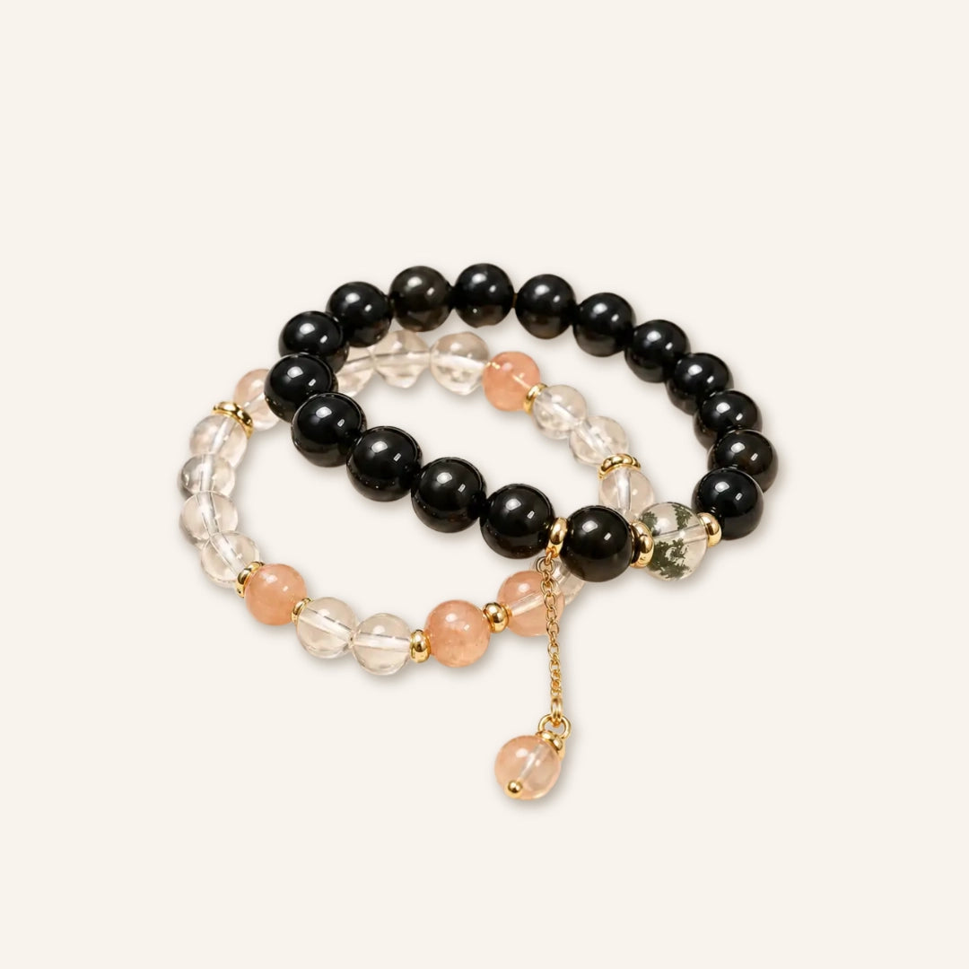 Dark and light obsidian crystal bracelet by TheFuMaster