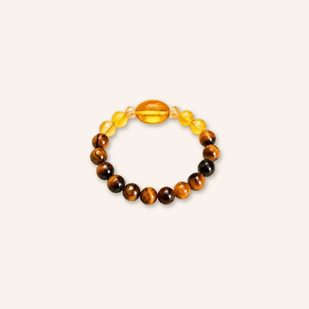 Steady Center Tiger Eye Amber Beaded Ring