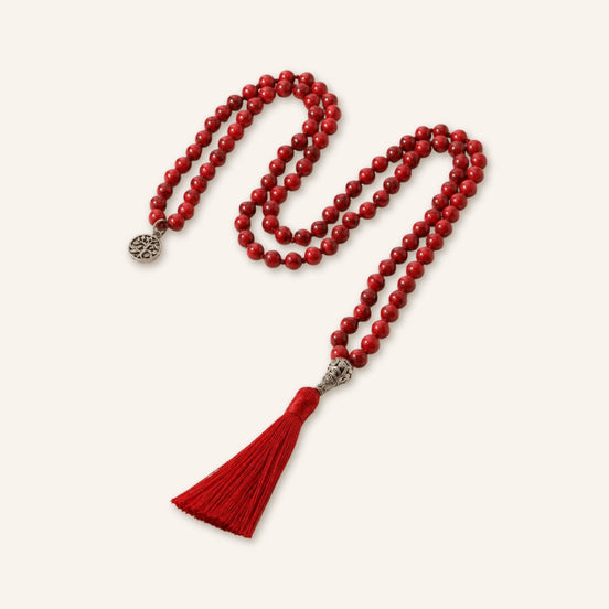 Red Stone 108 Mala Necklace
