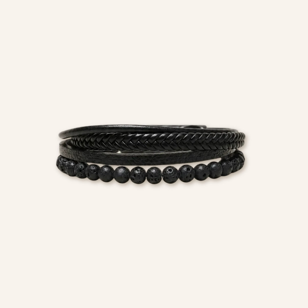 Black stone leather bracelet by TheFuMaster