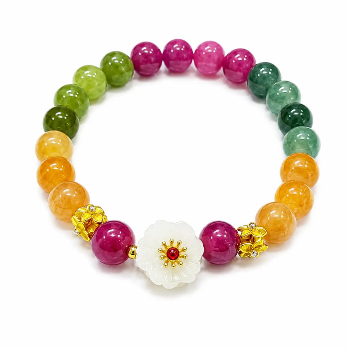 Mixed Jade Flower Bracelet