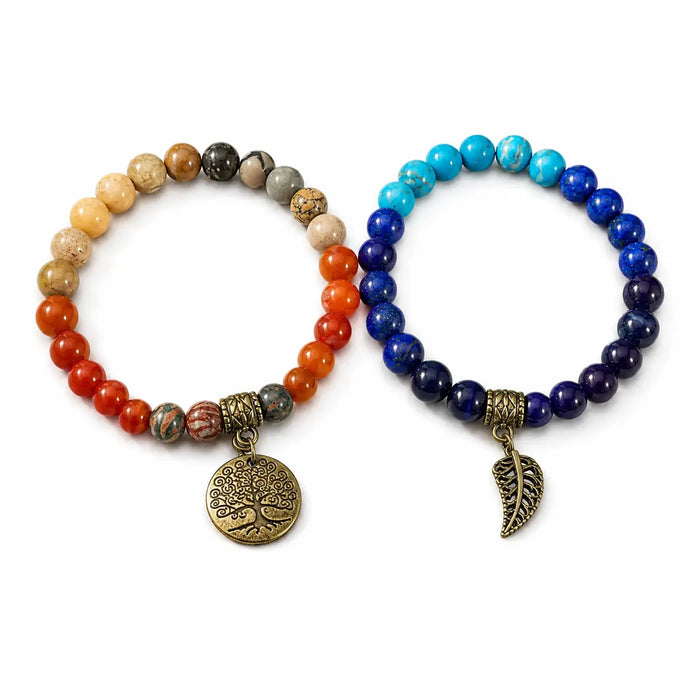 Tree of Life Amethyst Couple Bracelet Set