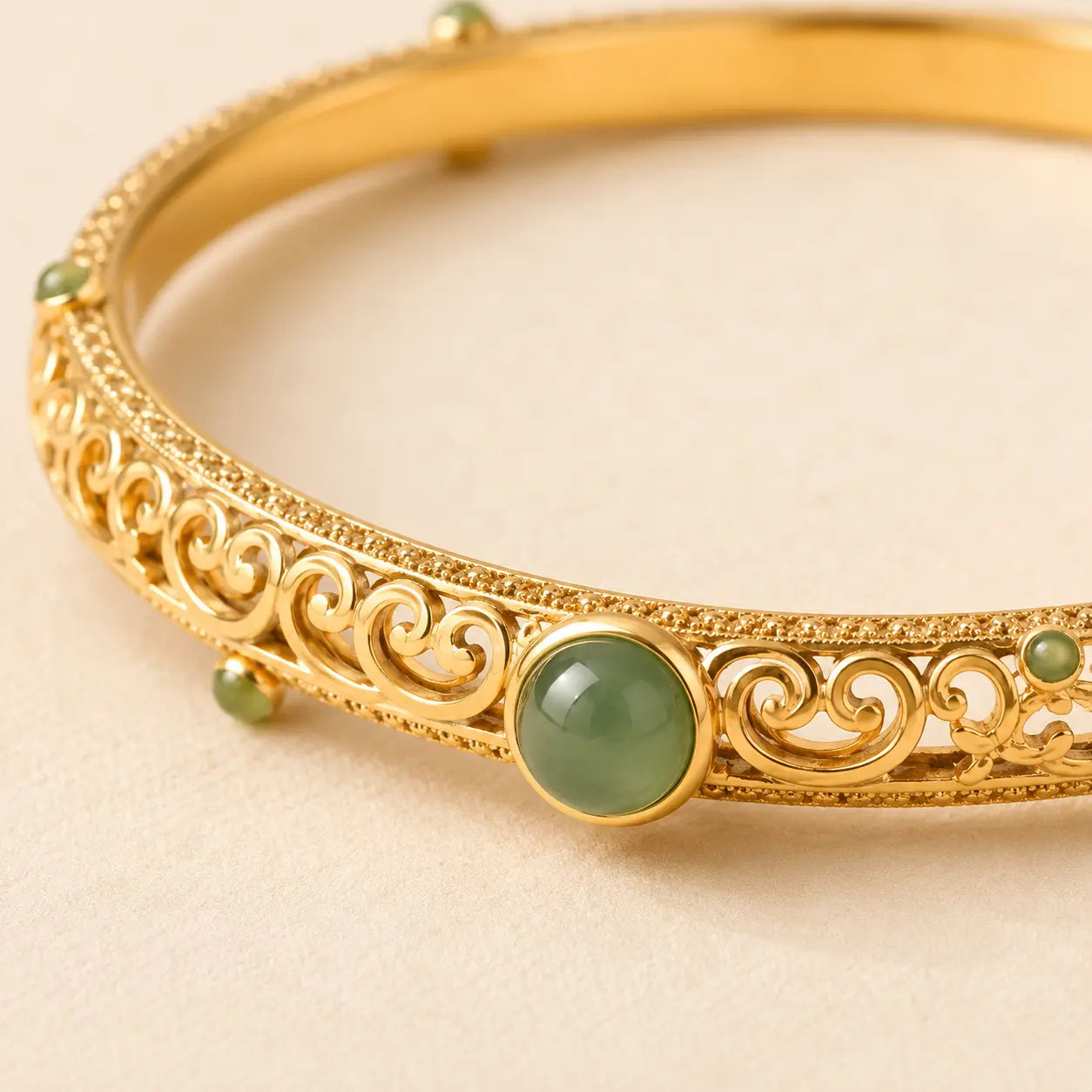 Auspicious Cloud Jade Bracelet detail view