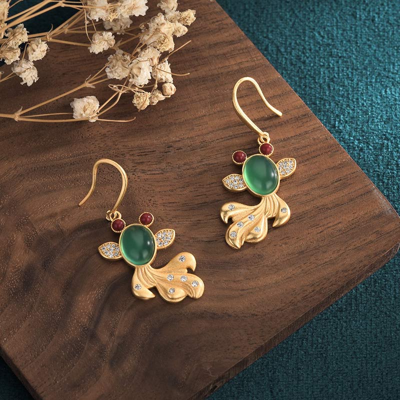 The Harmonic Resonance Jade Koi Fortune Earrings