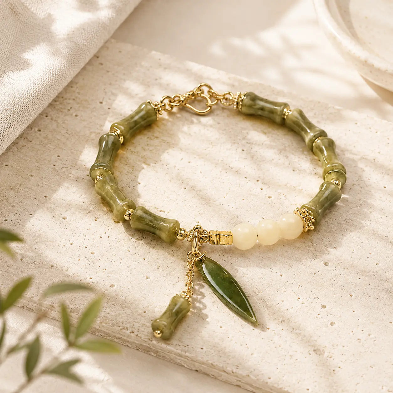 Bamboo Jade Growth Bracelet detail view