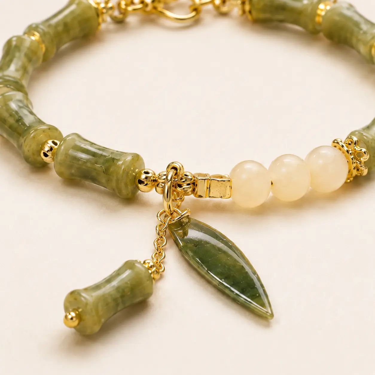 Bamboo Jade Growth Bracelet shown from another angle