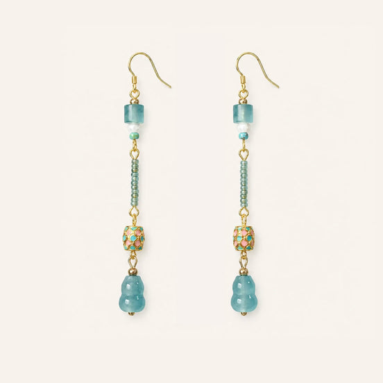 Blue jade stone drop earrings by TheFuMaster