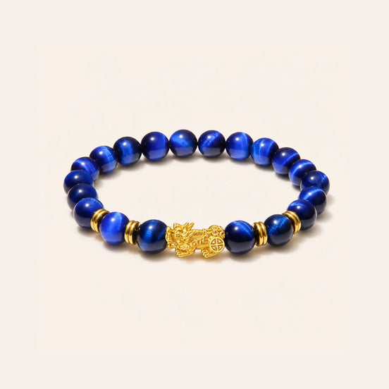 Blue tiger eye pixiu bracelet by TheFuMaster