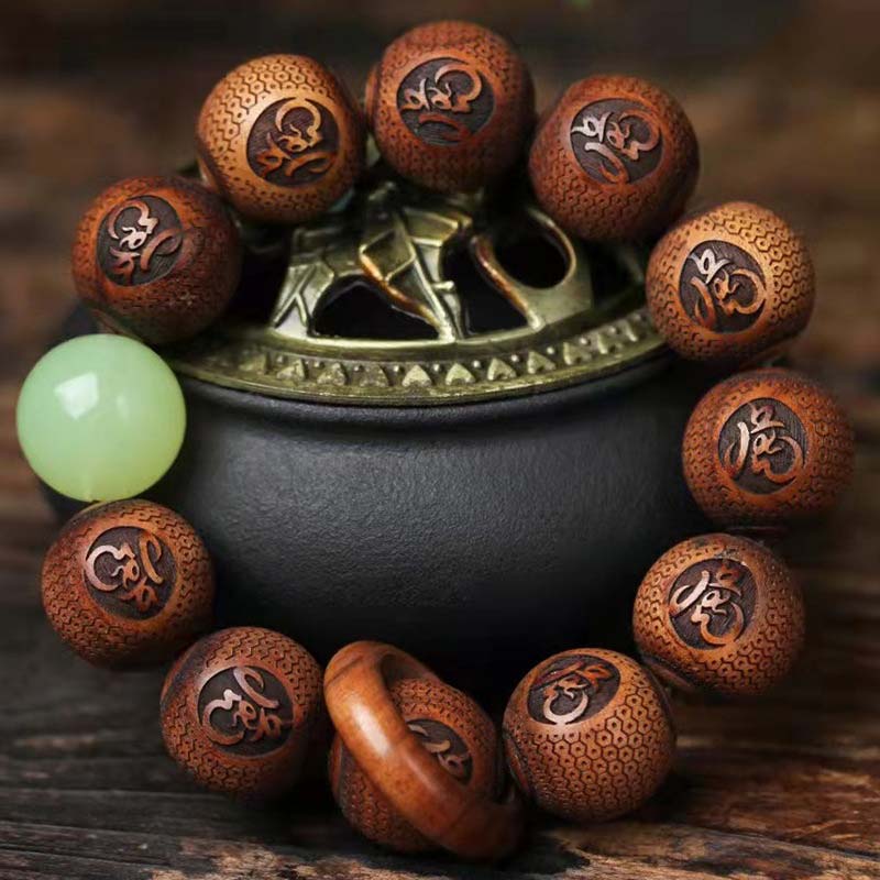 Sacred Tibetan Rosewood Hand Engraved Tiger Protection Bracelet