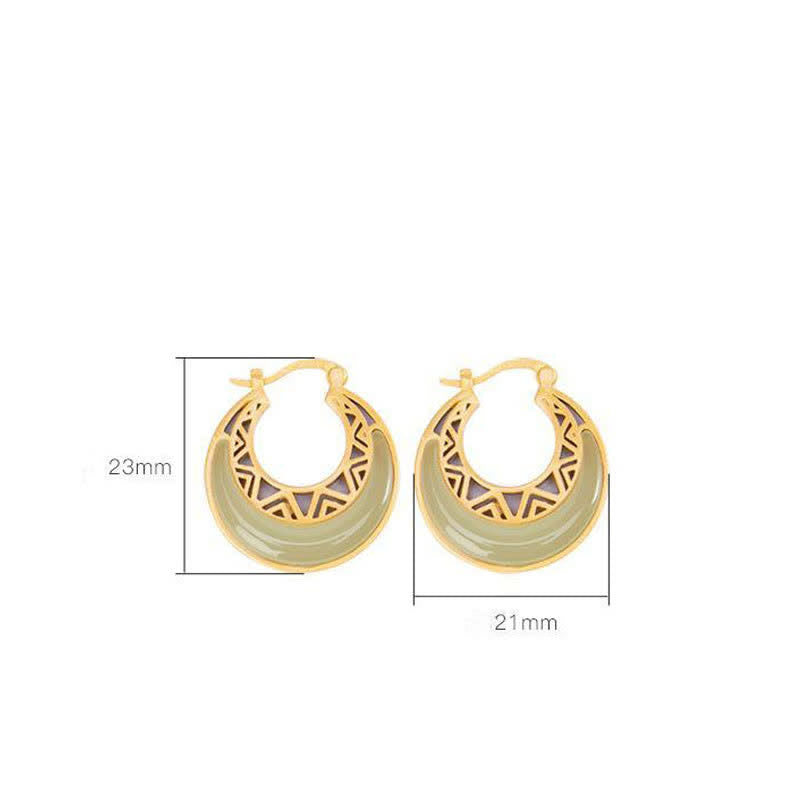 Size guide for Crescent Moon Jade Drop Earrings showing 23mm design