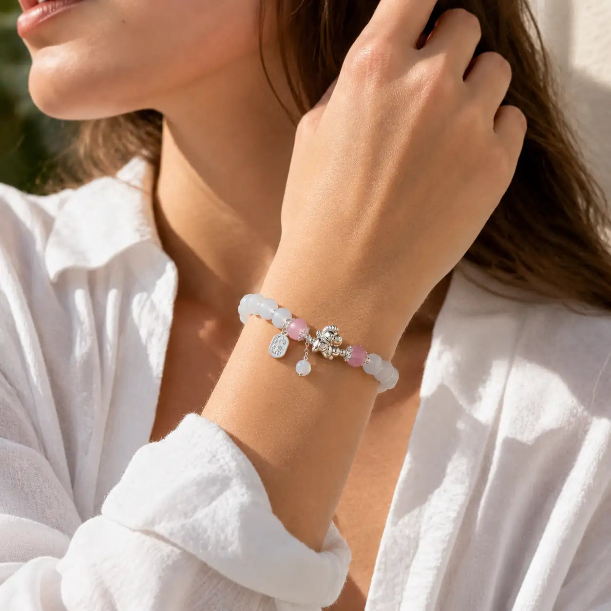 Crystal Zodiac Horse Charm Bracelet alternate view with bead detail and zodiac horse symbol by TheFuMaster