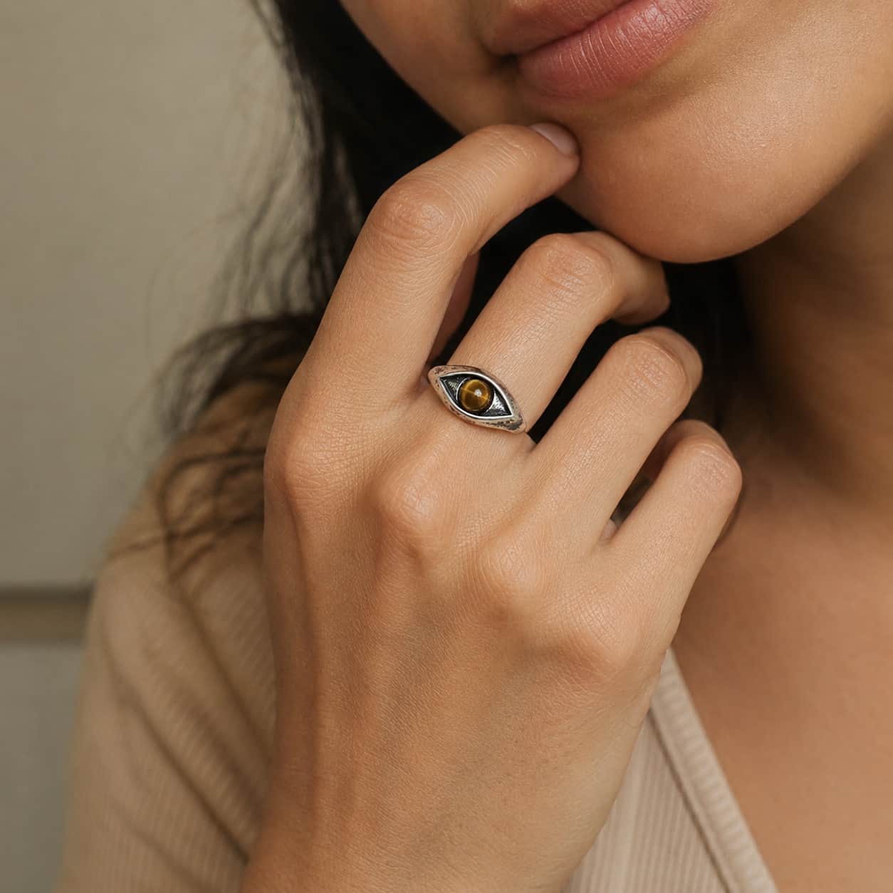 Close-up of Evil Eye Ring