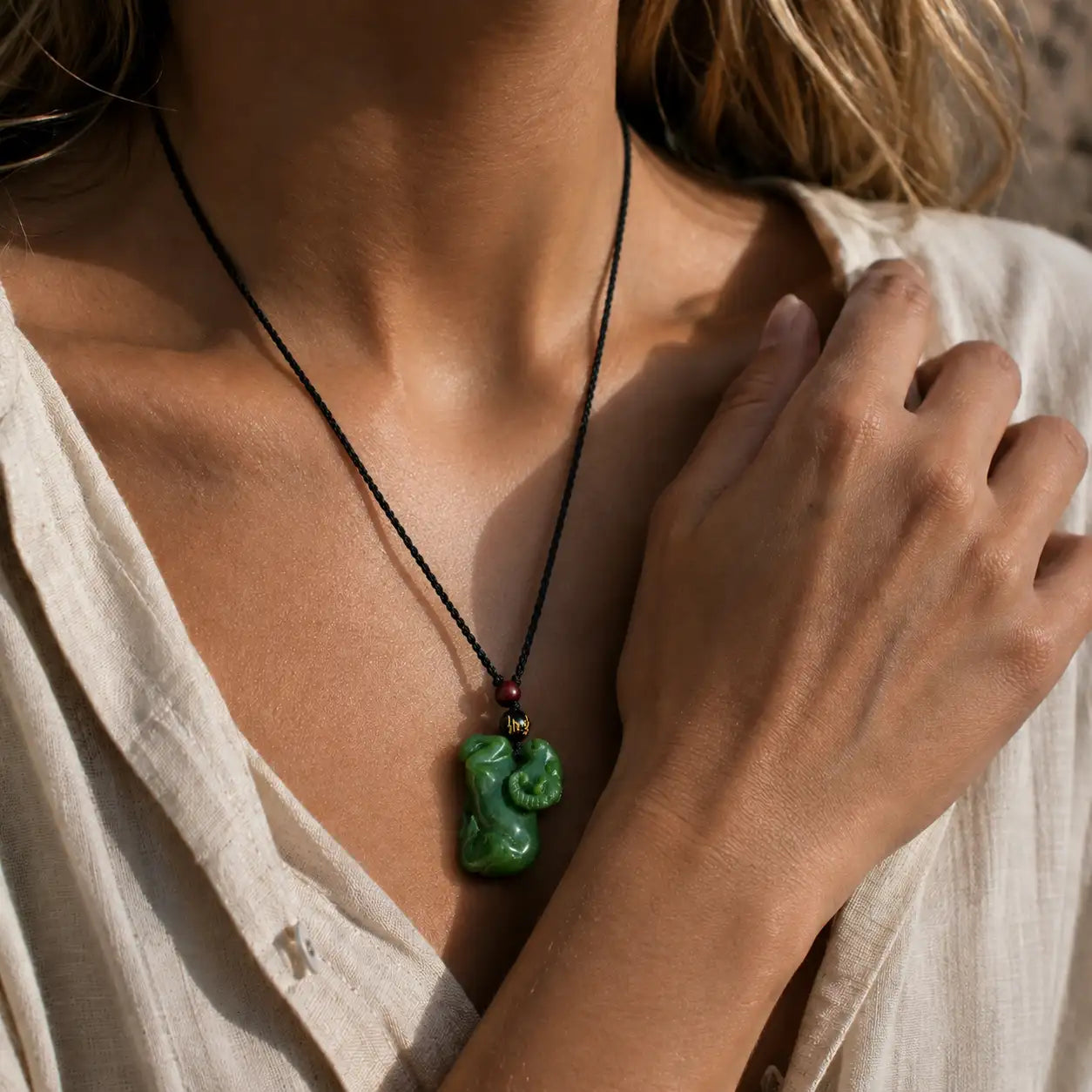 Green Jade Zodiac Goat Pendant