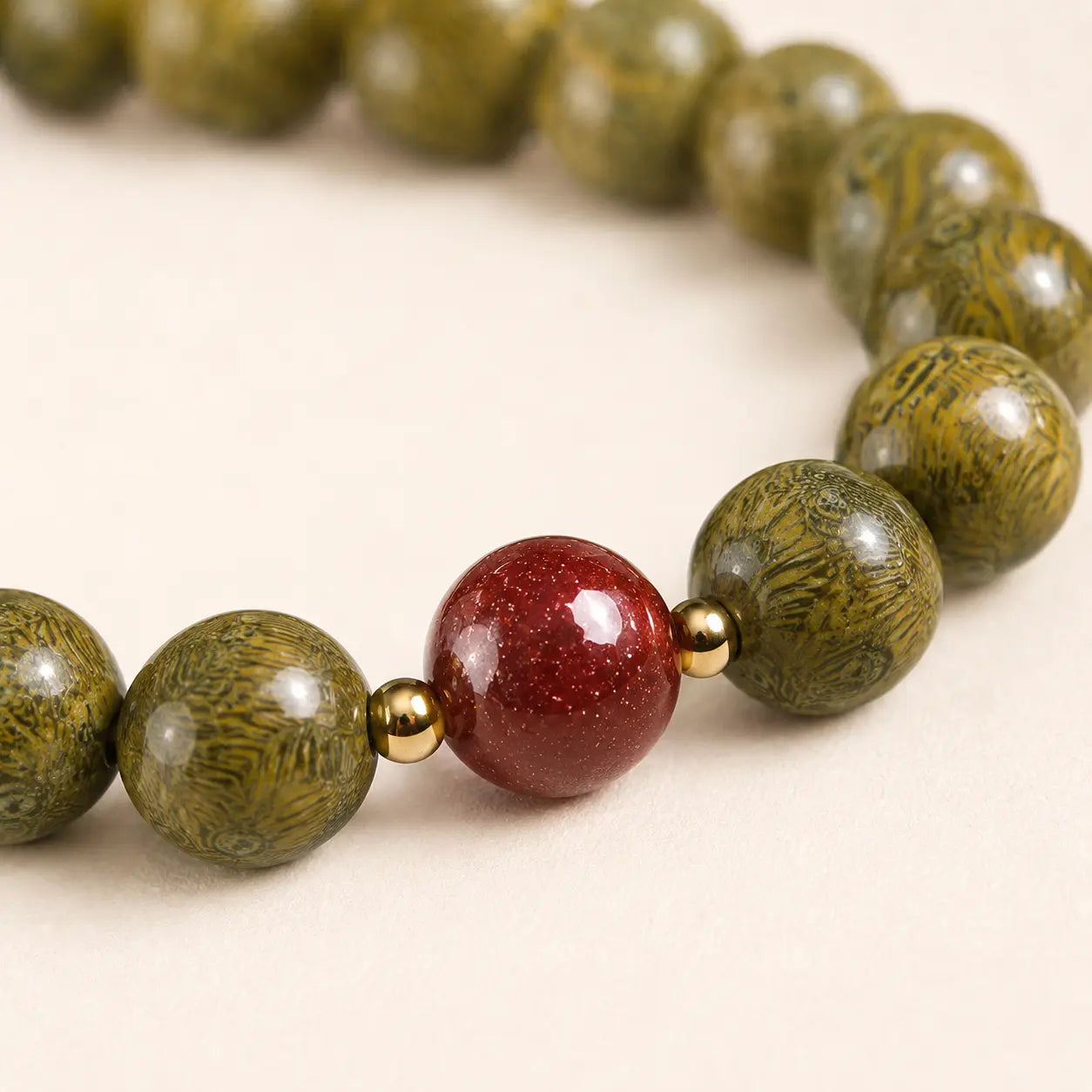 Green Sandalwood Cinnabar Balance Bracelet