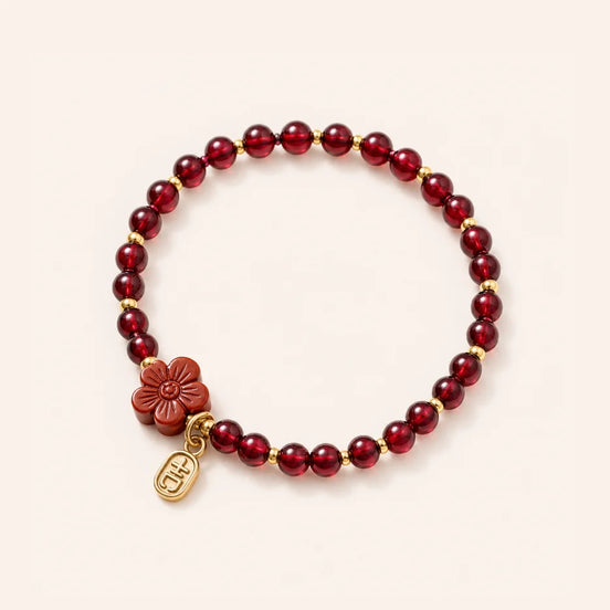 Garnet Cinnabar Flower Bracelet with garnet and cinnabar
