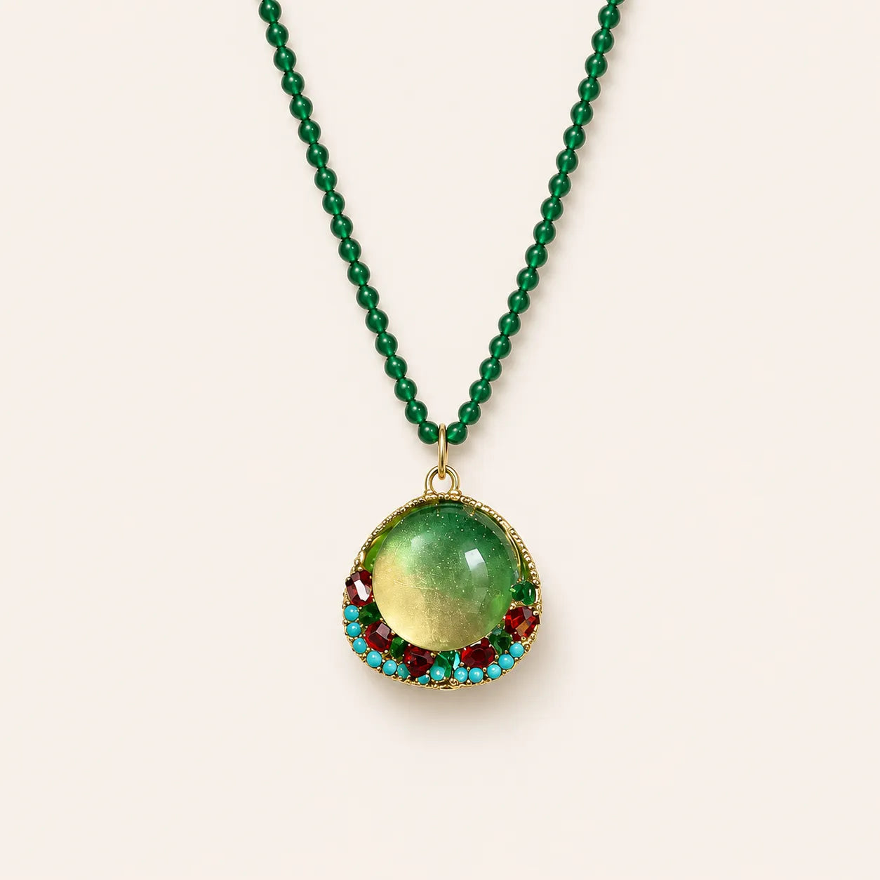 Glass Flower Pendant Necklace