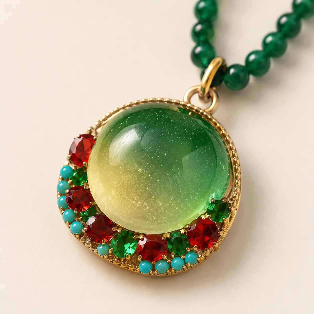 Glass Flower Pendant Necklace shown from another angle
