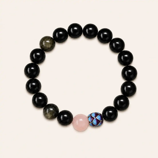 Golden obsidian lotus bracelet by TheFuMaster