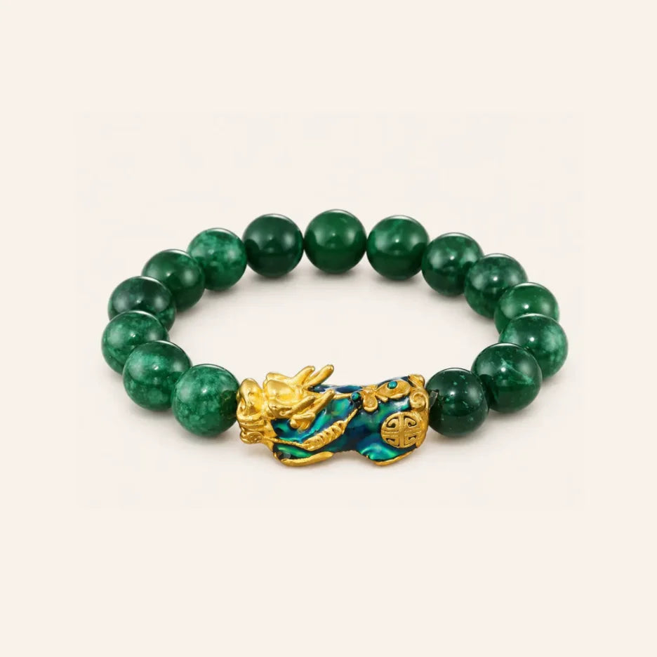 Green Jade Pixiu Bracelet with green jade and pixiu