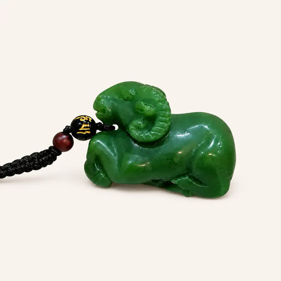 Green jade zodiac goat pendant by TheFuMaster