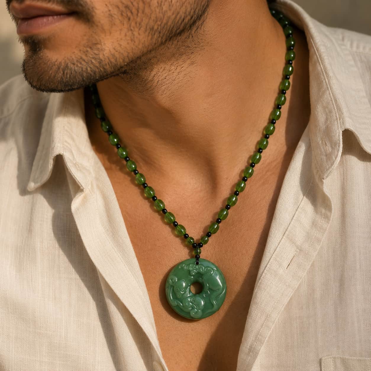 Close-up of Green Rat Zodiac Safety Pendant