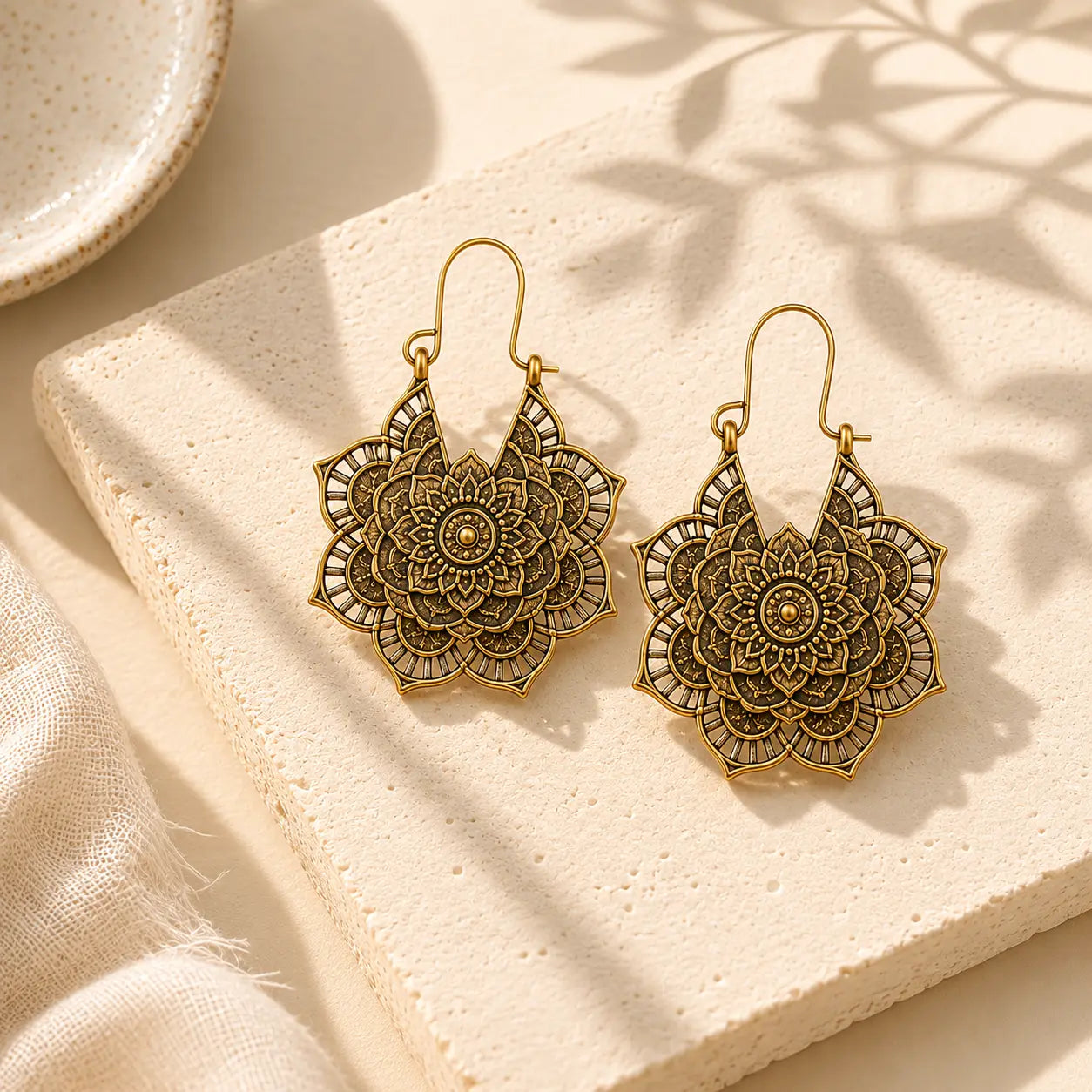 Hollow Geometric Drop Earrings detail view