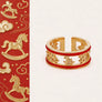 Guarded Fortune Horse Year Statement Ring with gold band and red horse design by TheFuMaster