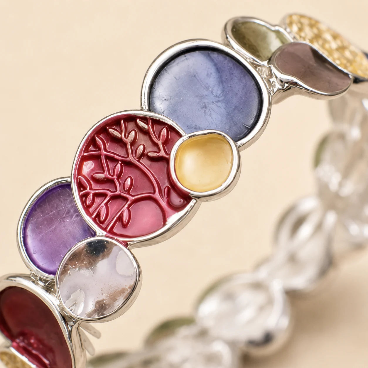 Enamel Geometric Flower Bracelet