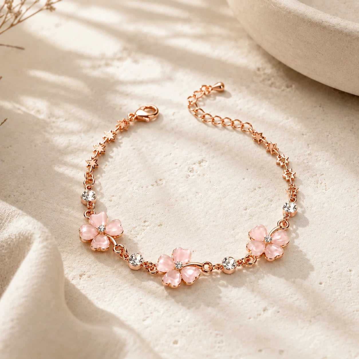 Pink Petal Charm Bracelet