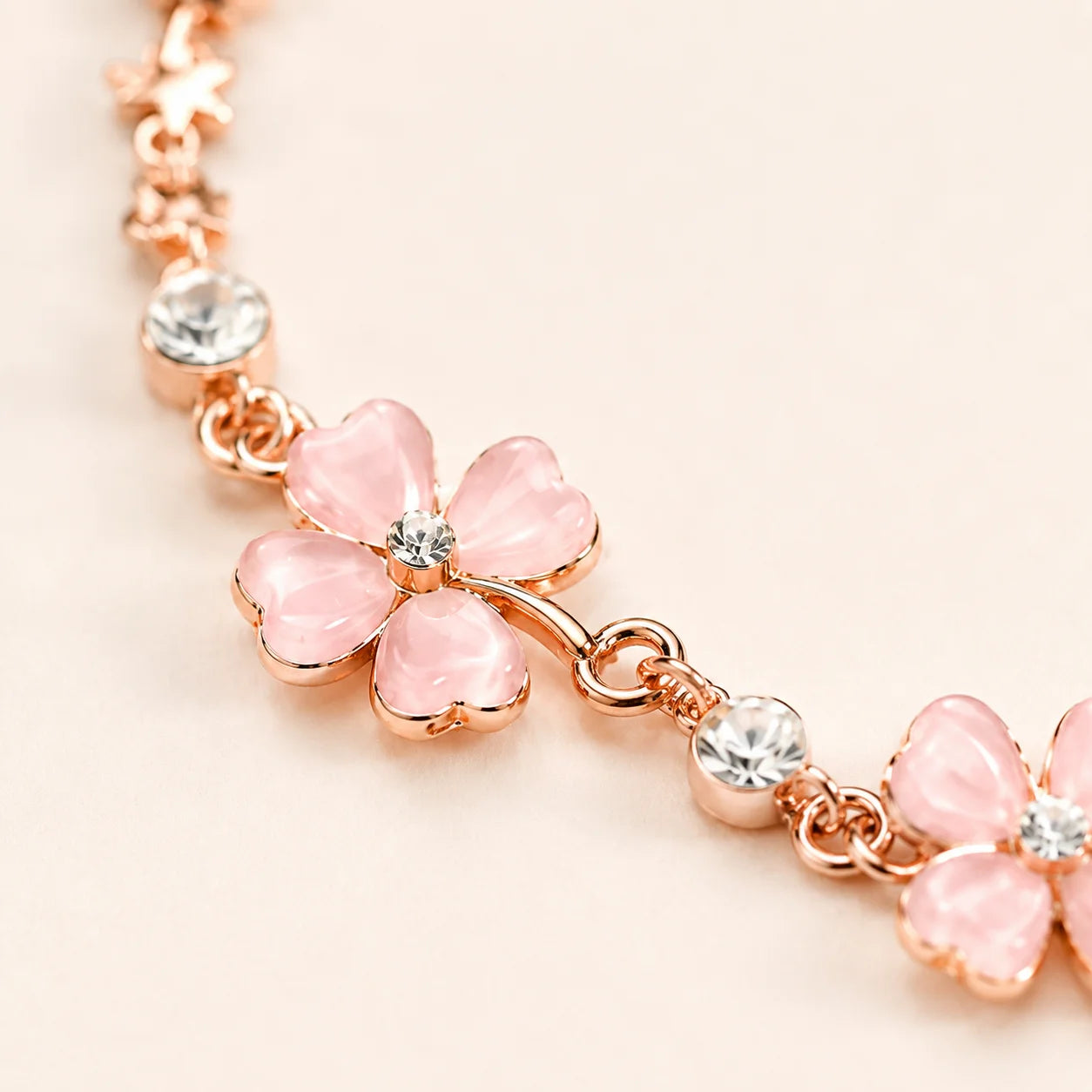 Pink Petal Charm Bracelet