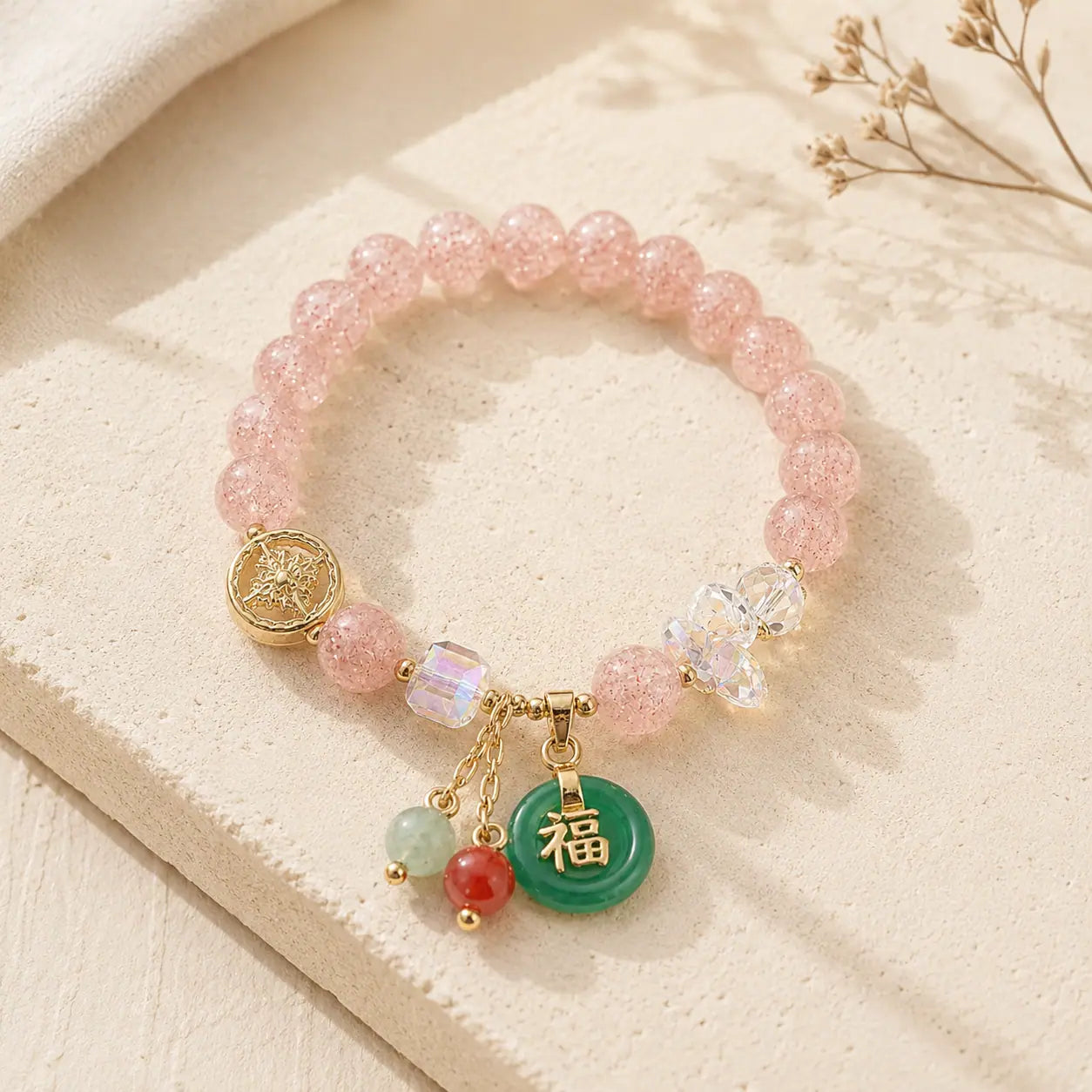 Strawberry Quartz Fu Bracelet