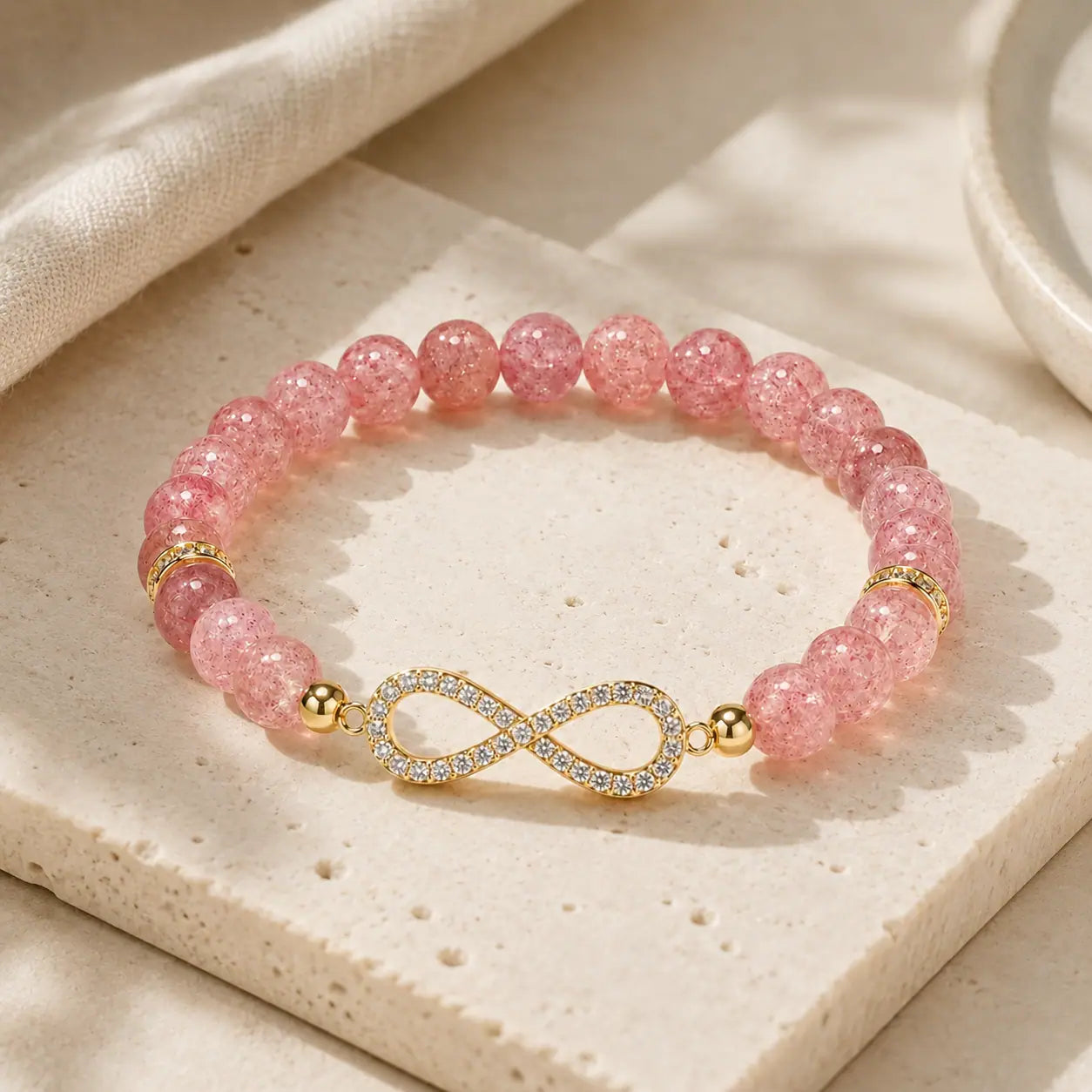 Pink Stone Beaded Bracelet