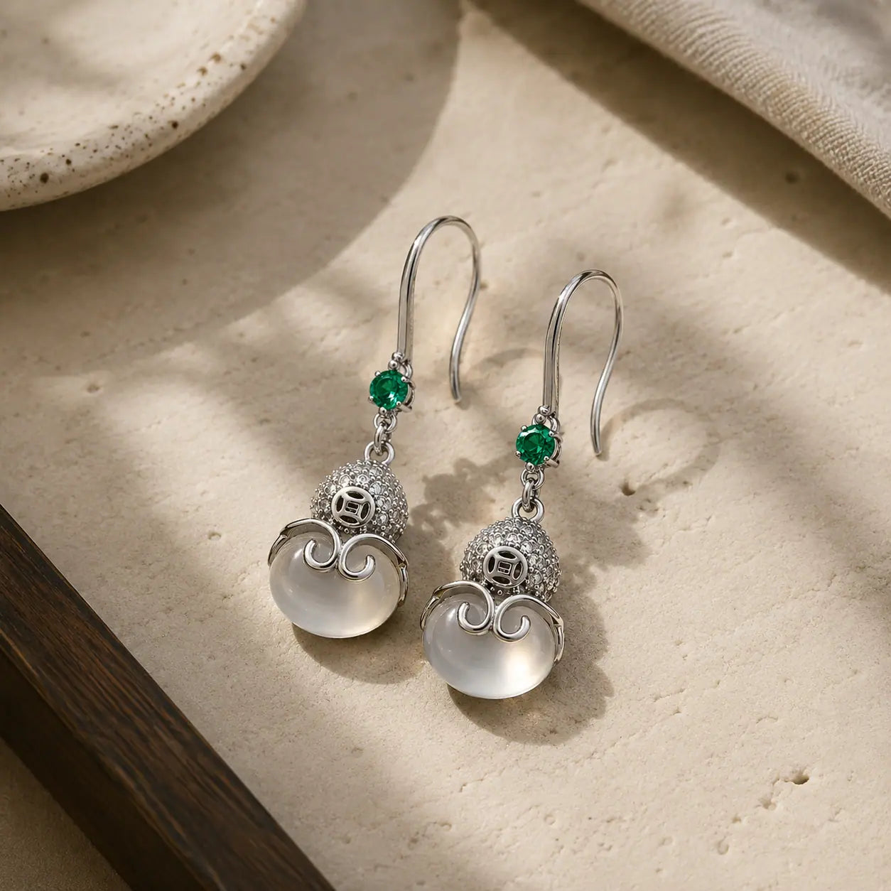 Chalcedony Gourd Drop Earrings